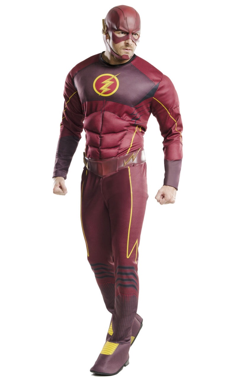 The Flash Deluxe Super Hero Men's Fancy Dress Costume (NEW)