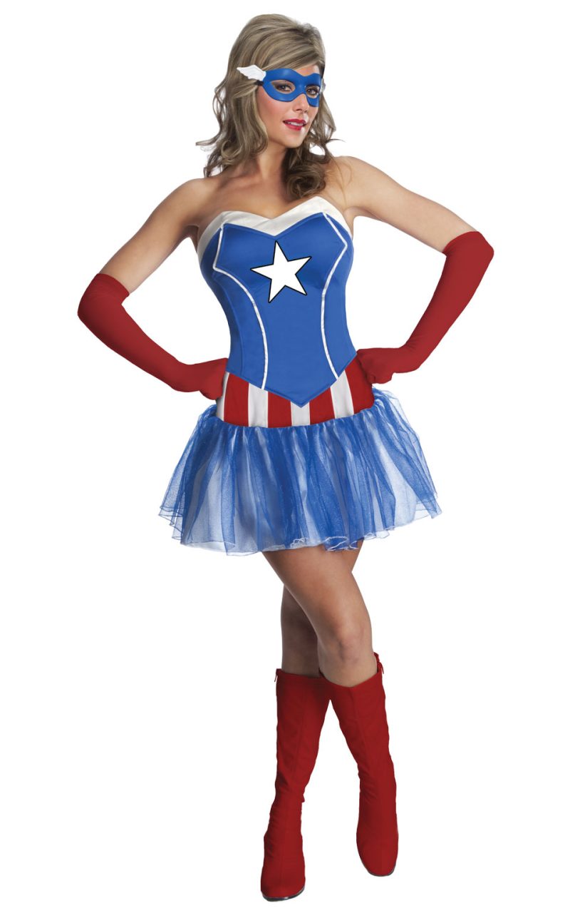 Marvel/Avengers Miss Captain America Ladies Super Hero Fancy Dress Costume