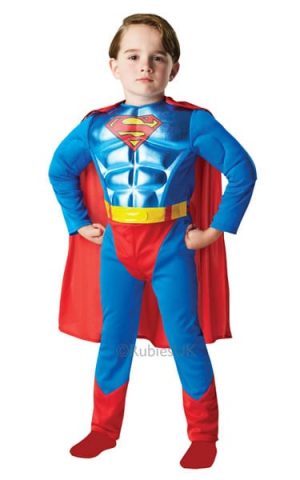 Superman Metallic Chest Super Hero Childrens Fancy Dress Costume