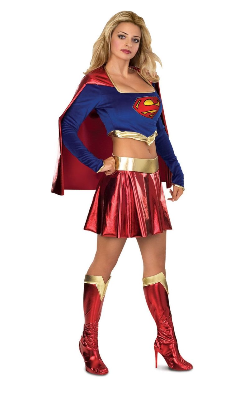 Supergirl 2 Piece Super Hero Ladies Fancy Dress Costume