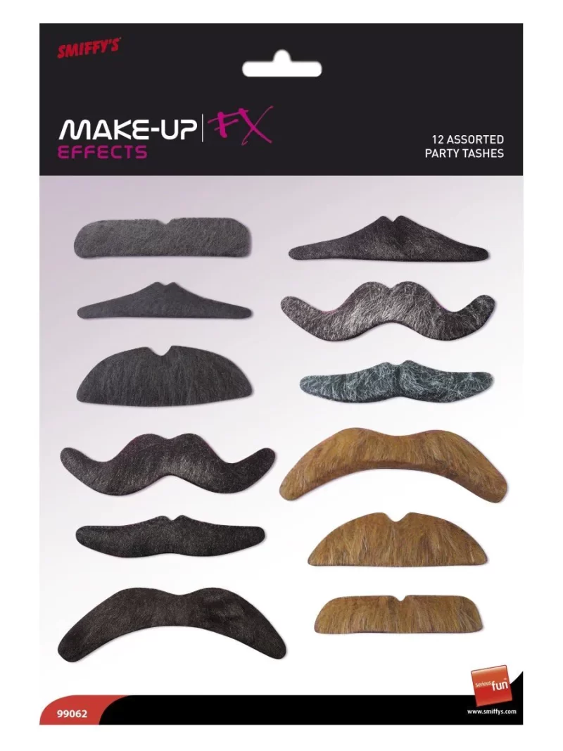 Assorted 12 Pack Party (Tash) Moustaches