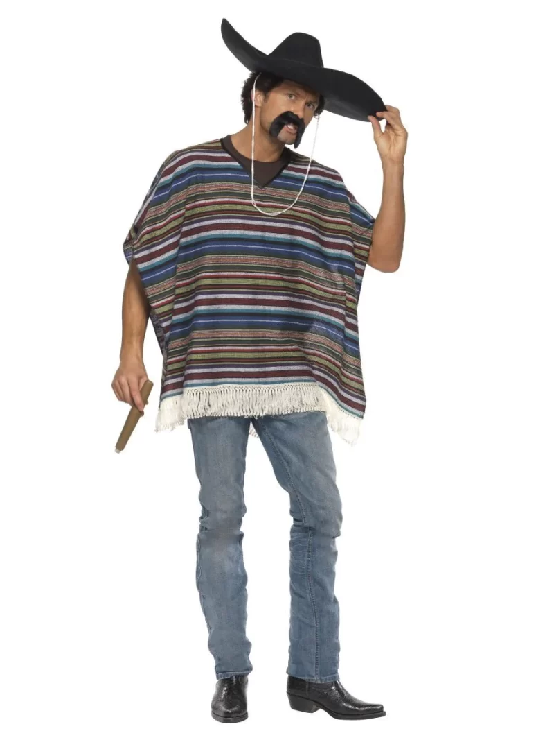 Mexican Authentic Poncho Men's Fancy Dress Costume