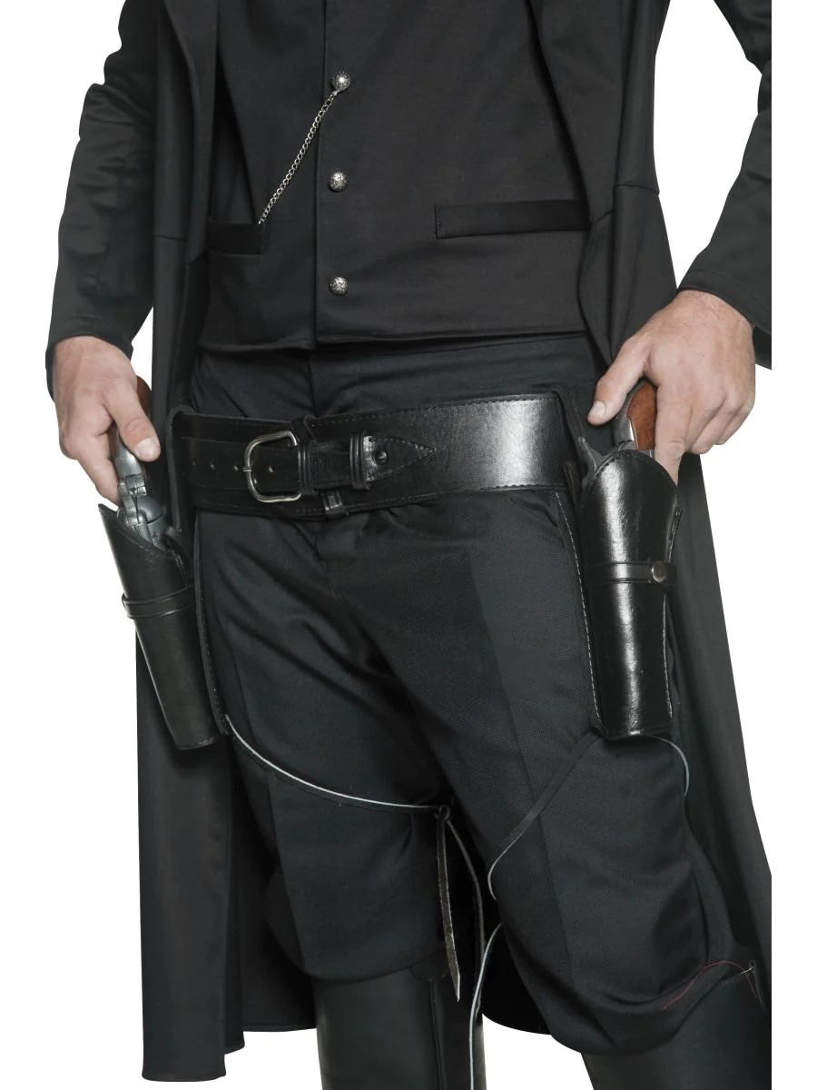 Western Gun Belt - 2.5" Wide Genuine Leather In Black For Firearm Carry