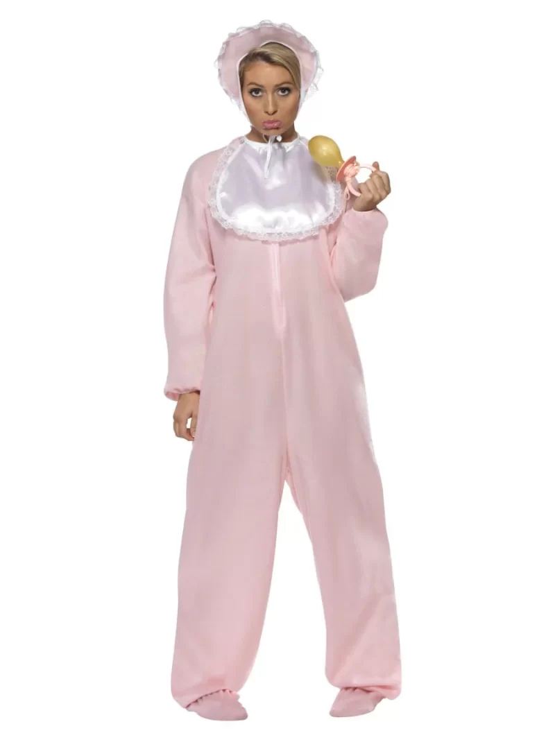 Pink Baby Romper Suit Ladies Fancy Dress Costume