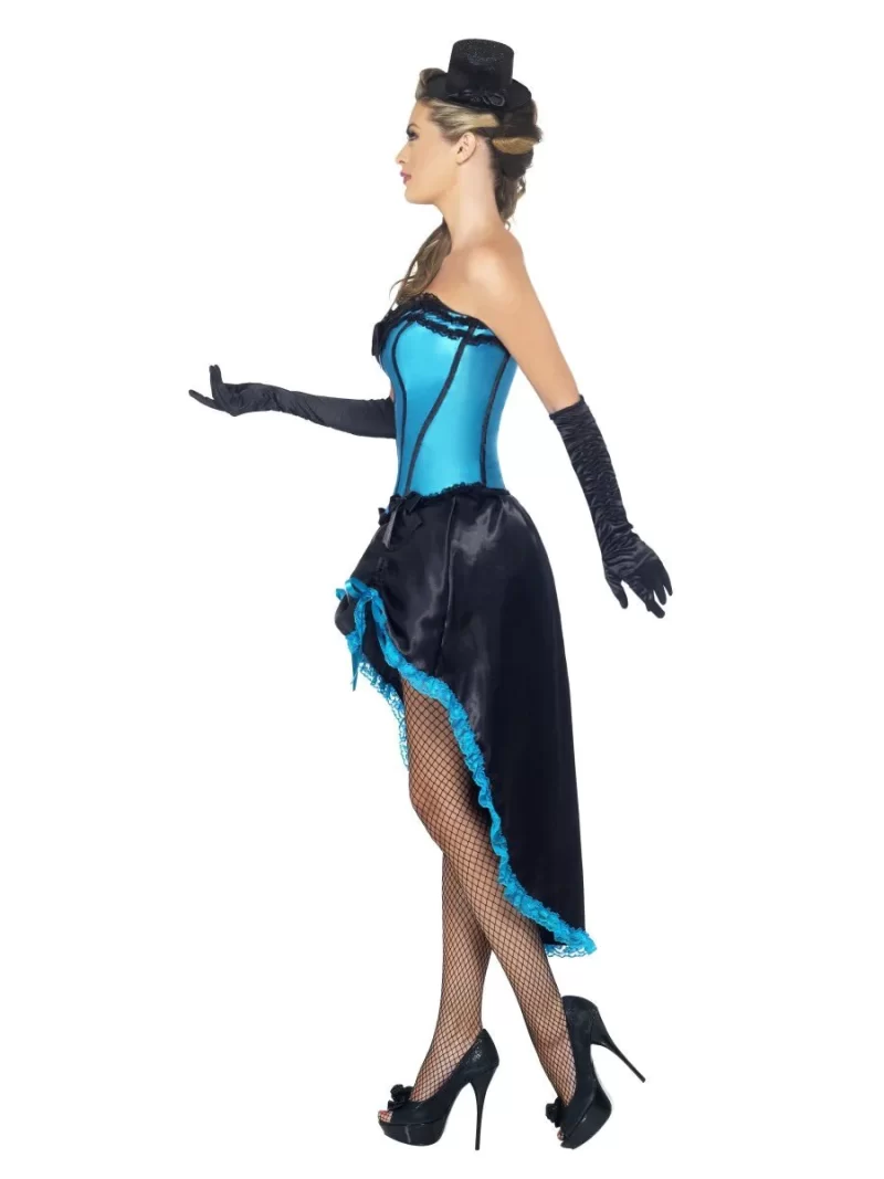 Blue Burlesque Dancer Ladies Fancy Dress Costume - Image 2