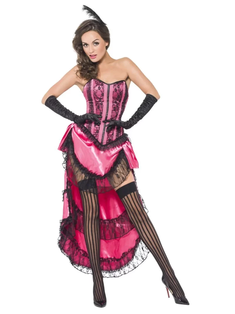 Fever Boutique Pink Burlesque Can Can Diva Ladies Fancy Dress Costume