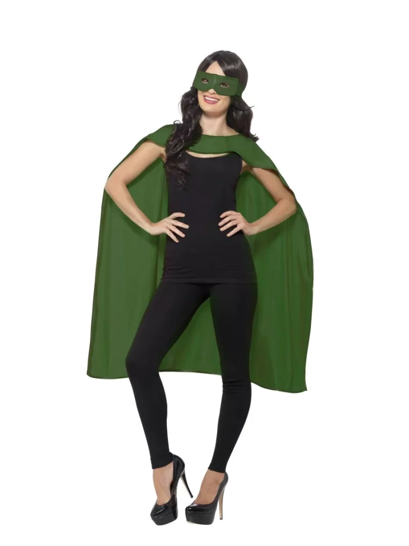 Green Superhero Cape Unisex Fancy Dress Costume - Image 2