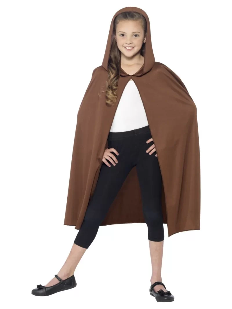 Brown Hooded Cape Children's Fancy Dress Costume