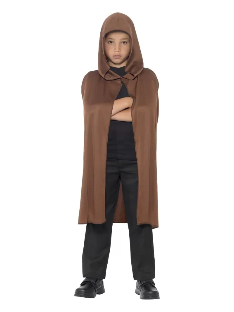 Brown Hooded Cape Children's Fancy Dress Costume - Image 2