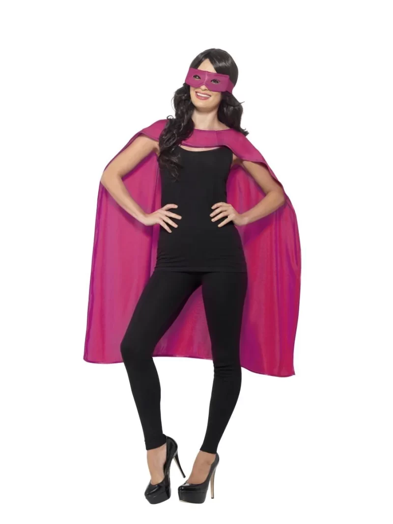 Pink Superhero Cape Unisex Fancy Dress Costume