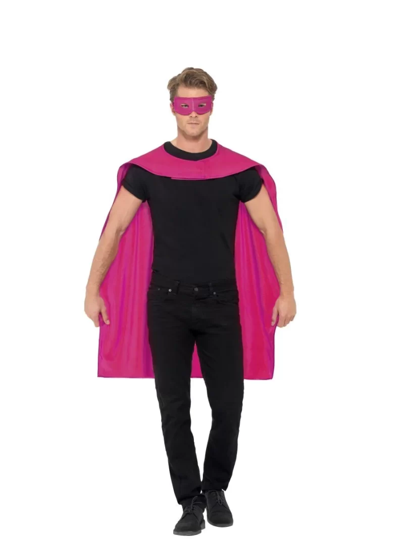 Pink Superhero Cape Unisex Fancy Dress Costume - Image 2