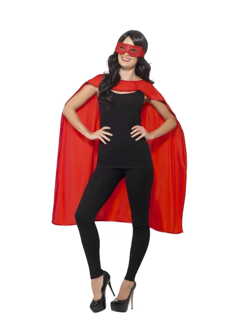 Red Superhero Cape Unisex Fancy Dress Costume - Image 2