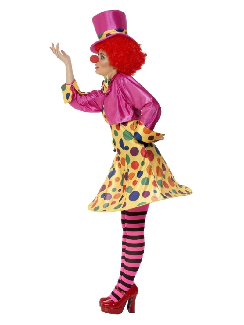 Multicolured/Rainbow Clown Ladies Fancy Dress Costume - Image 2