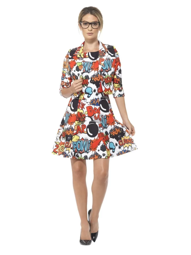 Comic Strip (Pow Boom) Standout Suit Ladies Fancy Dress Costume