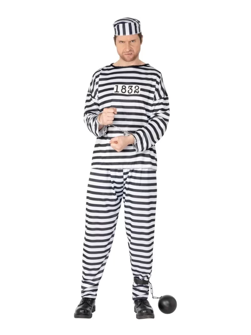 Convict (Prisoner) Mens Fancy Dress Costume