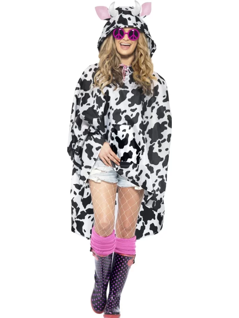 Cow Festival Party Poncho Ladies Fancy Dress Costume - Image 2