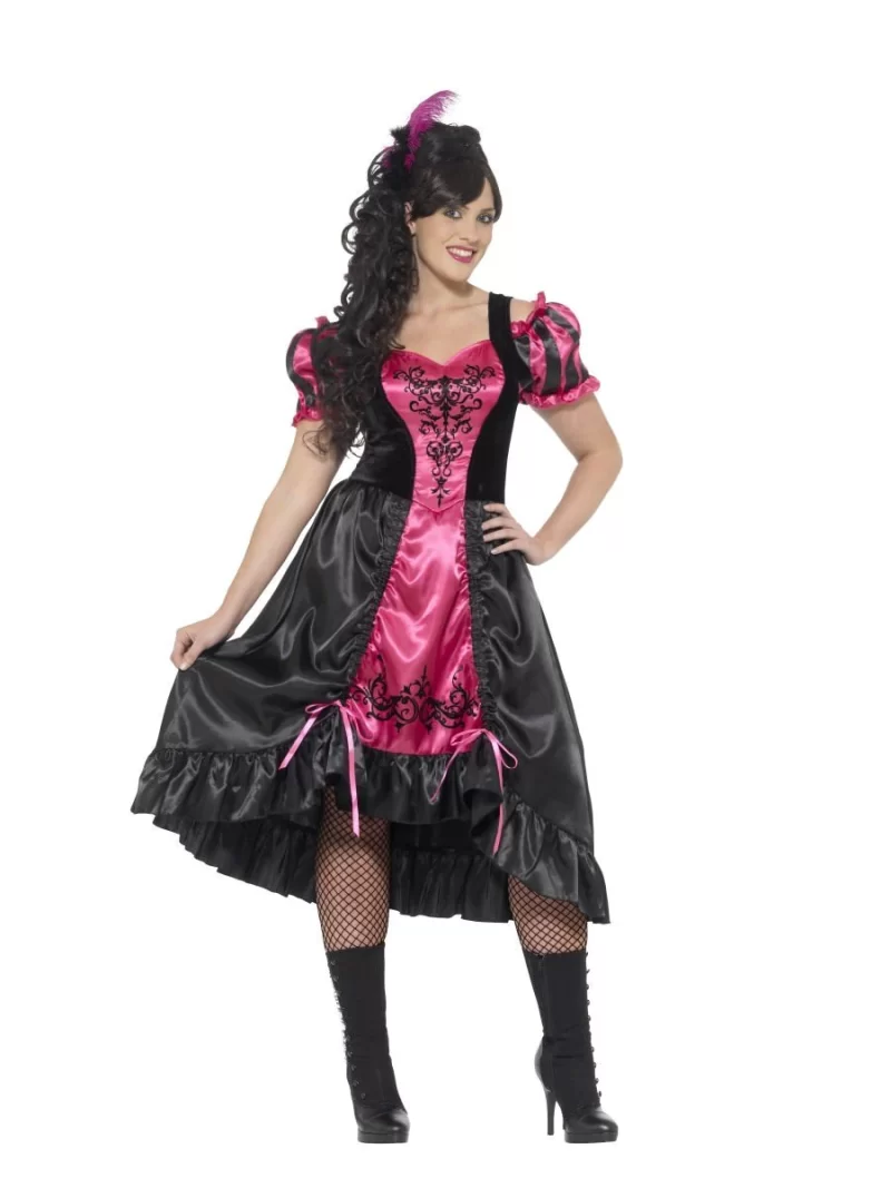 Curves Sassy Saloon Girl Ladies Fancy Dress Costume - Image 2