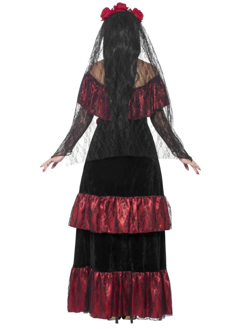 Day of the Dead Bride Ladies Halloween Fancy Dress Costume - Image 3