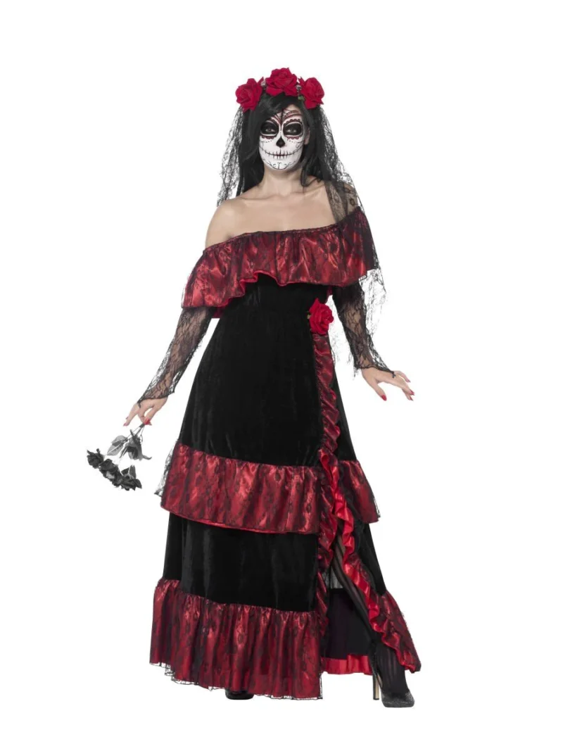 Day of the Dead Bride Ladies Halloween Fancy Dress Costume - Image 2
