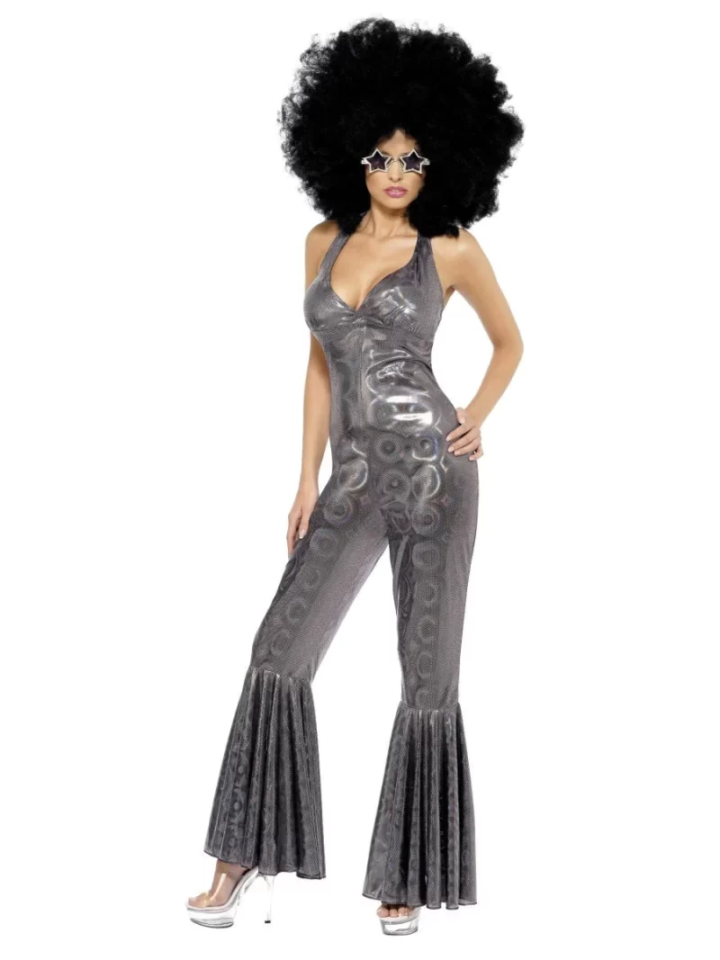 Holographic Disco Diva (Abba) Ladies Fancy Dress Costume