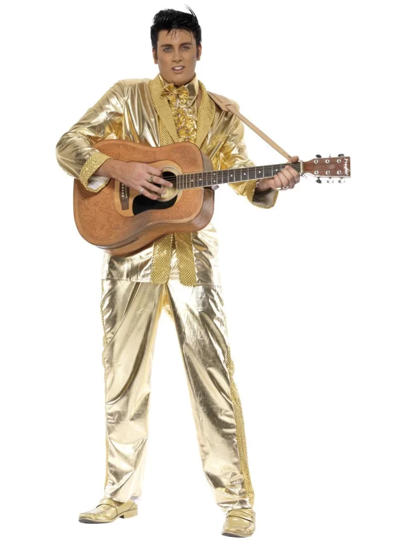 Elvis Gold Suit Mens Fancy Dress Costume - Image 2