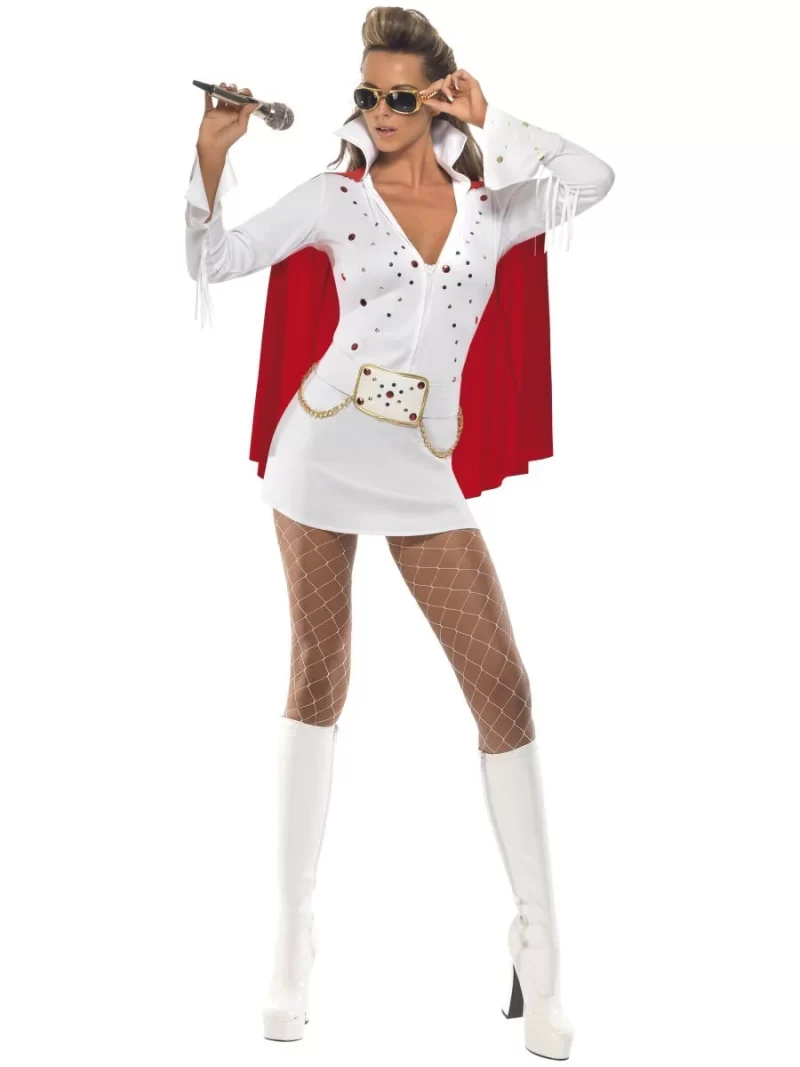 Elvis Viva Las Vegas White/Red Ladies Fancy Dress Costume