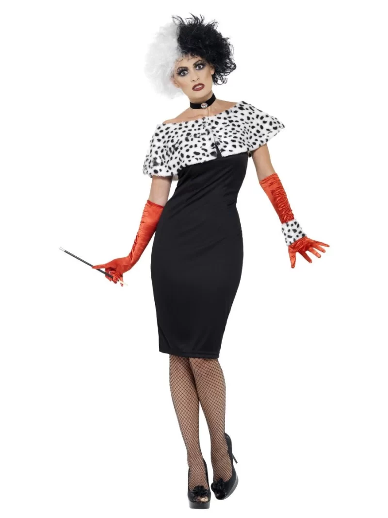 Evil Madame (Cruella) Ladies Fancy Dress Costume - Image 2