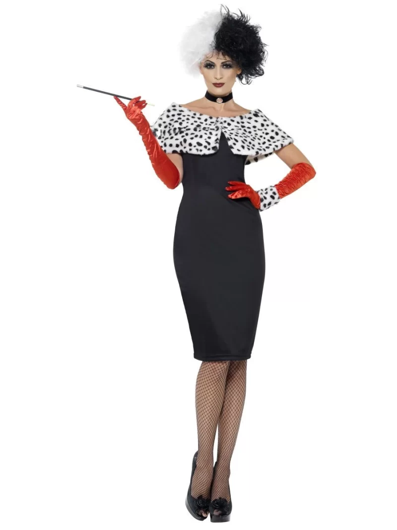 Evil Madame (Cruella) Ladies Fancy Dress Costume