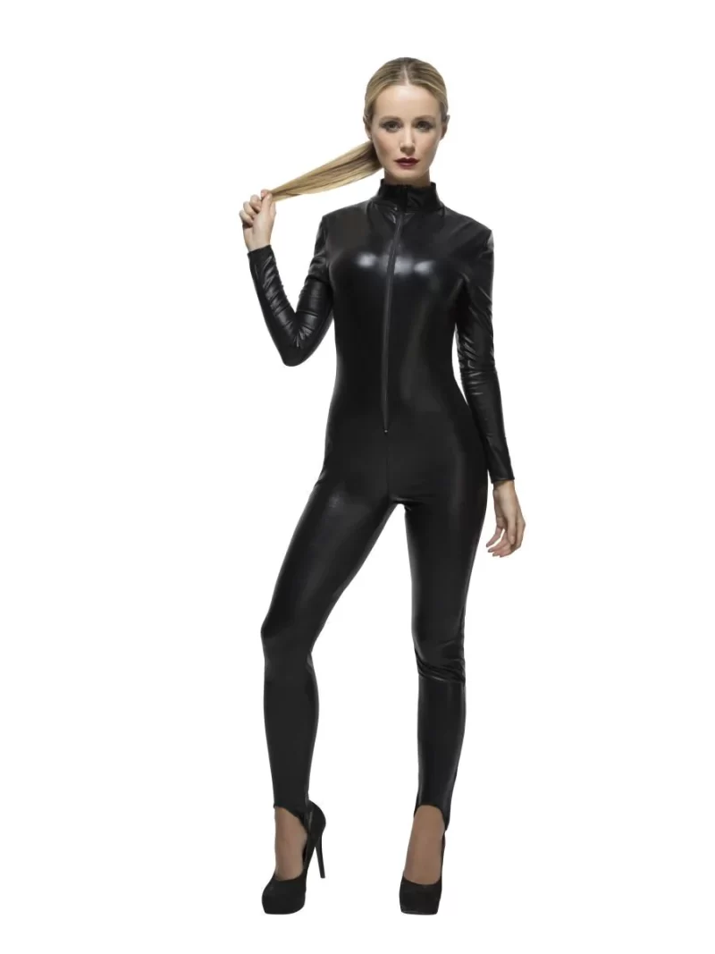 Fever Collection Miss Whiplash Black Catsuit (Catwoman) Ladies Fancy Dress Costume
