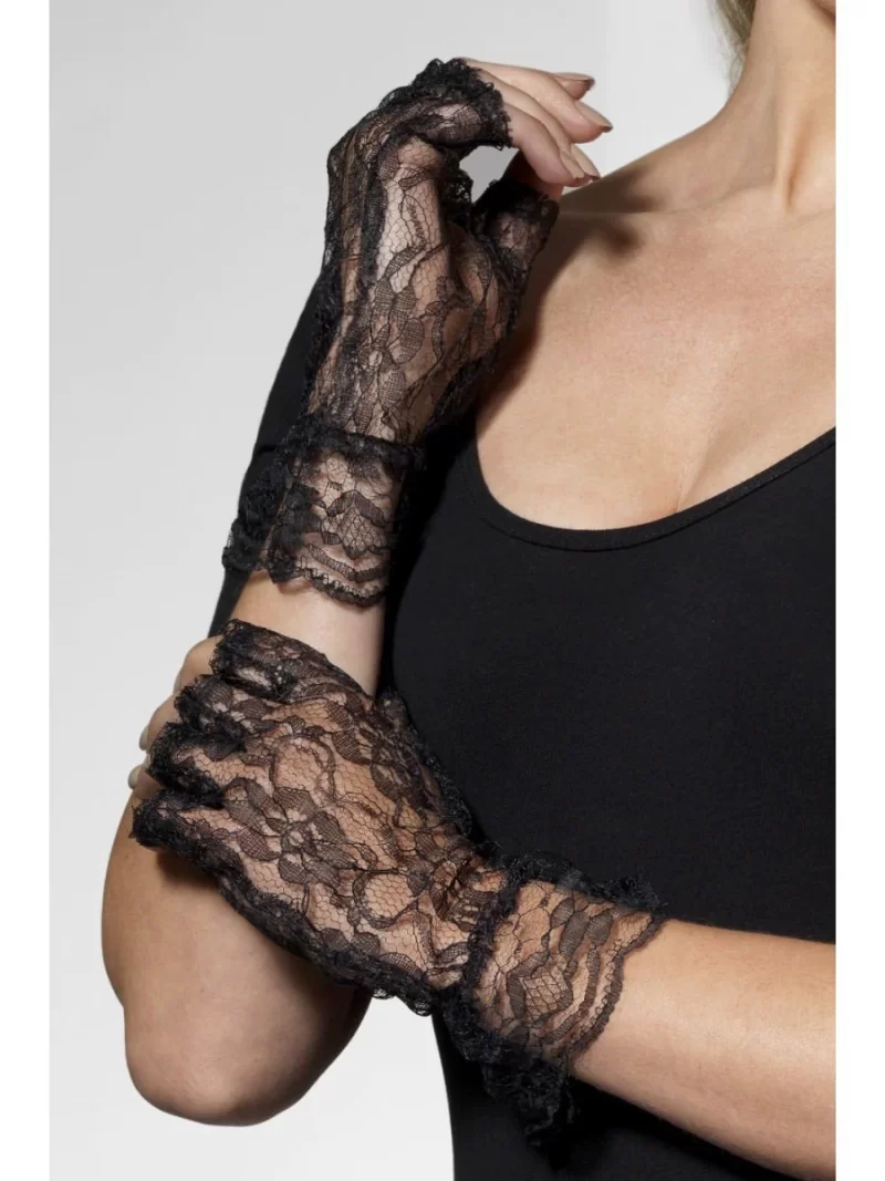 Black Lace Fingerless Gloves