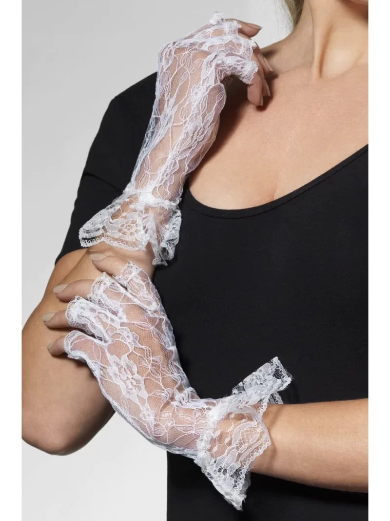 White Lace Fingerless Gloves