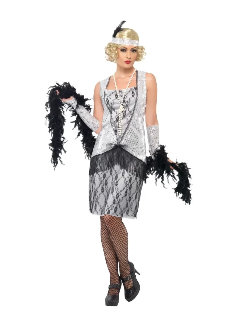 Silver Flapper Ladies Fancy Dress Costume - Image 2