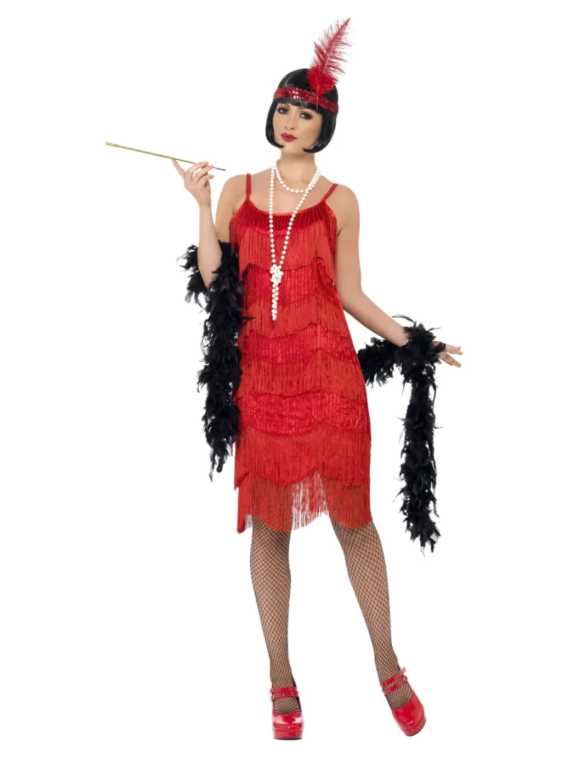 Shimmy Charleston/Flapper Red Ladies Fancy Dress Costume