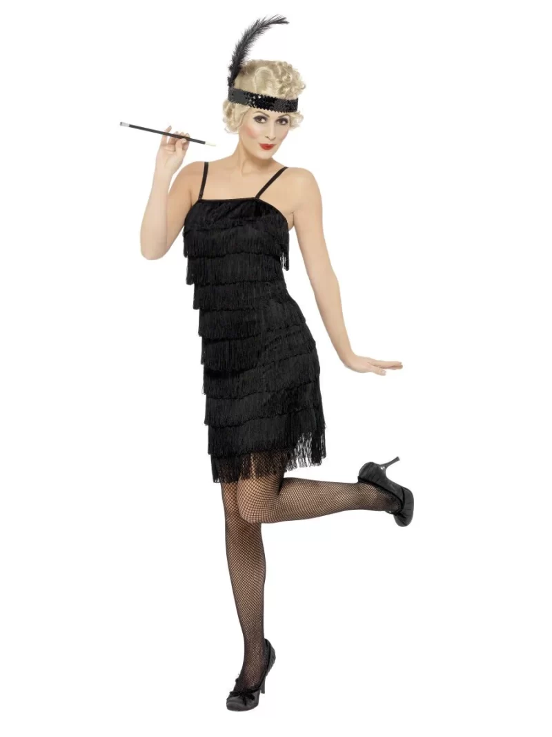 20s Sexy Fringed Flapper Ladies Fancy Dress Costume - Image 2