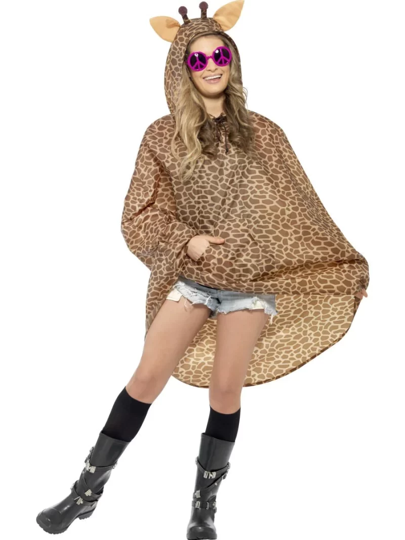 Giraffe Festival Party Poncho Ladies Fancy Dress Costume - Image 2