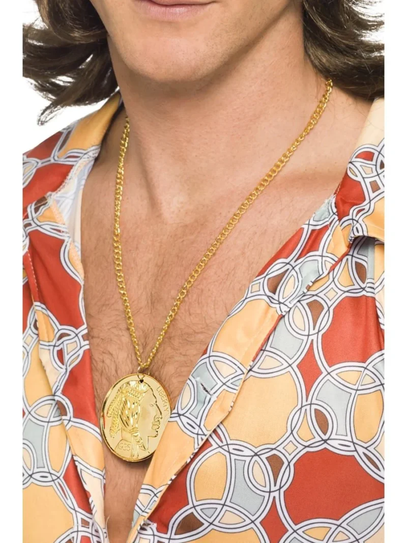 Gold Metal Medallion on Chain