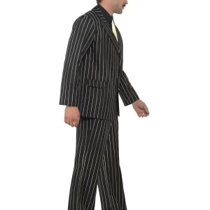 Gold Pinstripe Gangster Men's Fancy Dress Costume - Image 2