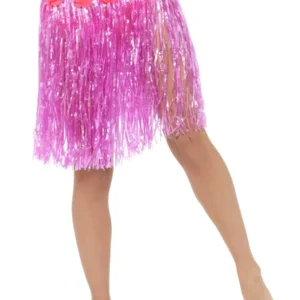 Hawaiian Hula Skirt Pink with Flowers