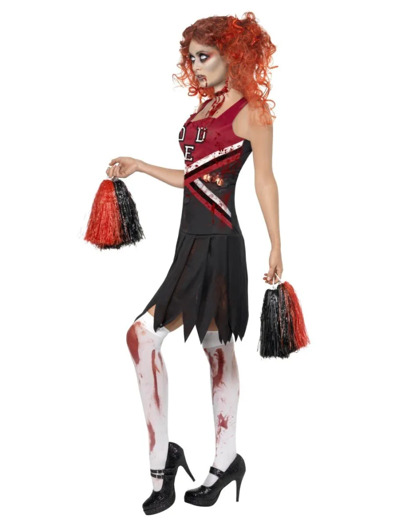 High School Horror Zombie Cheerleader Ladies Halloween Fancy Dress Costume - Image 2