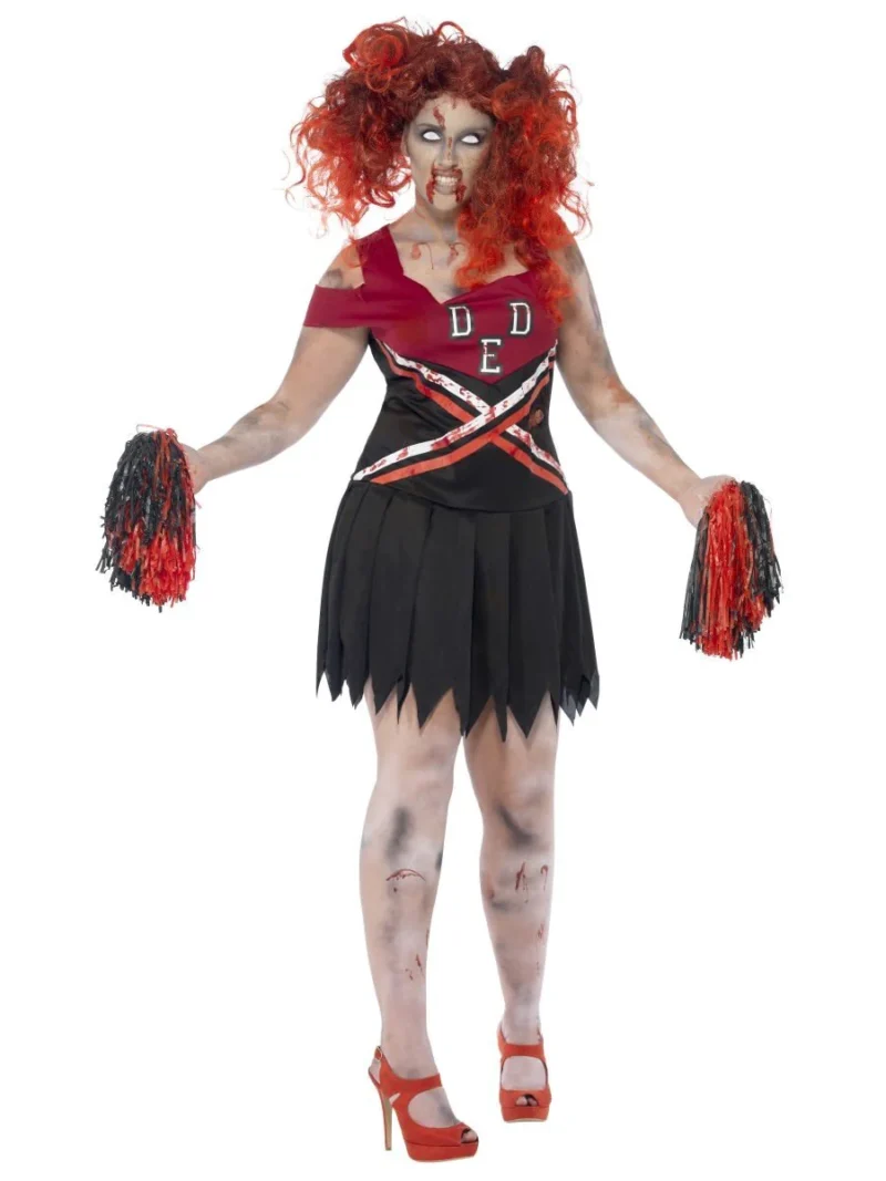 High School Horror Zombie Cheerleader Ladies Halloween Fancy Dress Costume - Image 3
