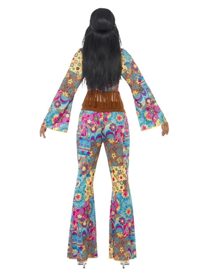60s Hippie Flower Power Ladies Fancy Dress Costume - Image 3
