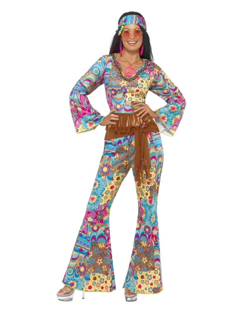 60s Hippie Flower Power Ladies Fancy Dress Costume