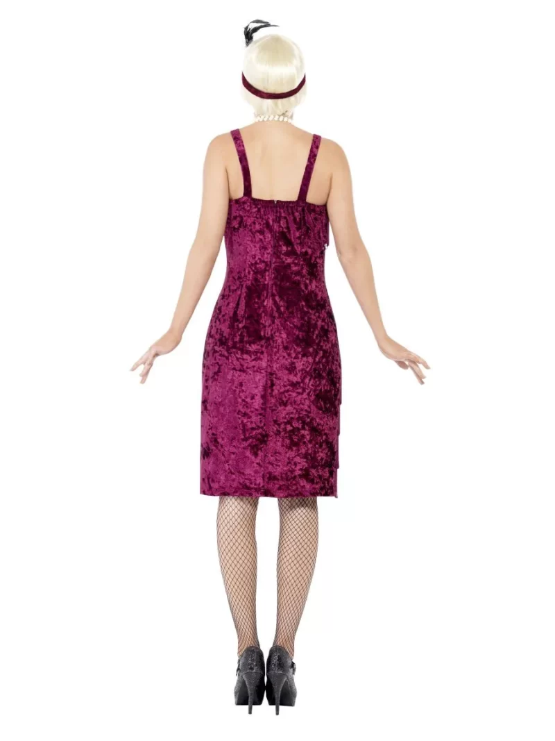 1920s Jazz Flapper Burgundy Ladies Fancy Dress Costume - Image 2