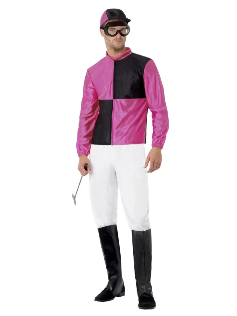 Jockey (Pink/Black) Men's Fancy Dress Costume