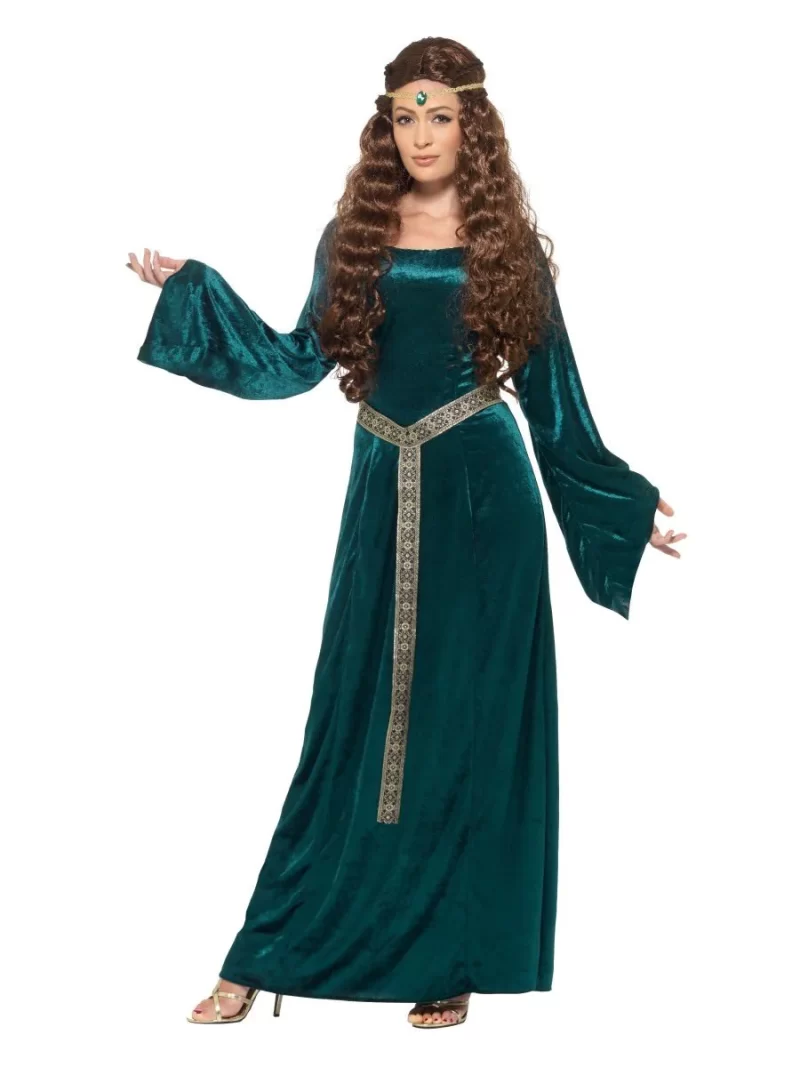 Medieval Maid Green Ladies Fancy Dress Costume