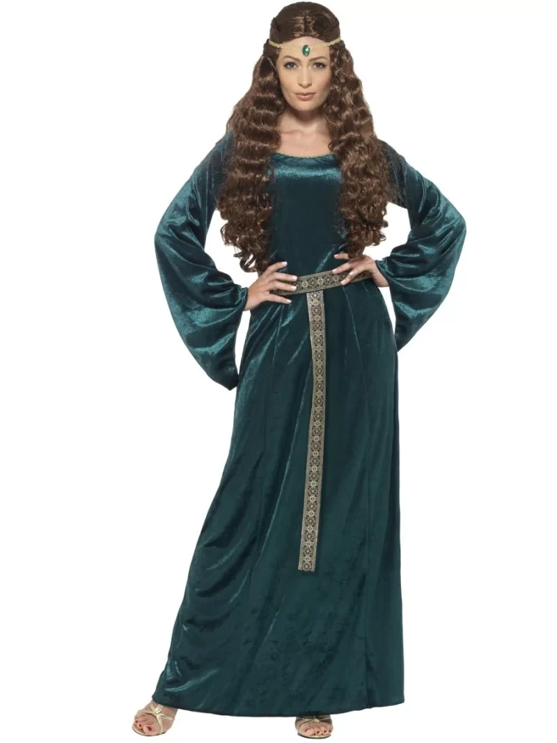 Medieval Maid Green Ladies Fancy Dress Costume - Image 2