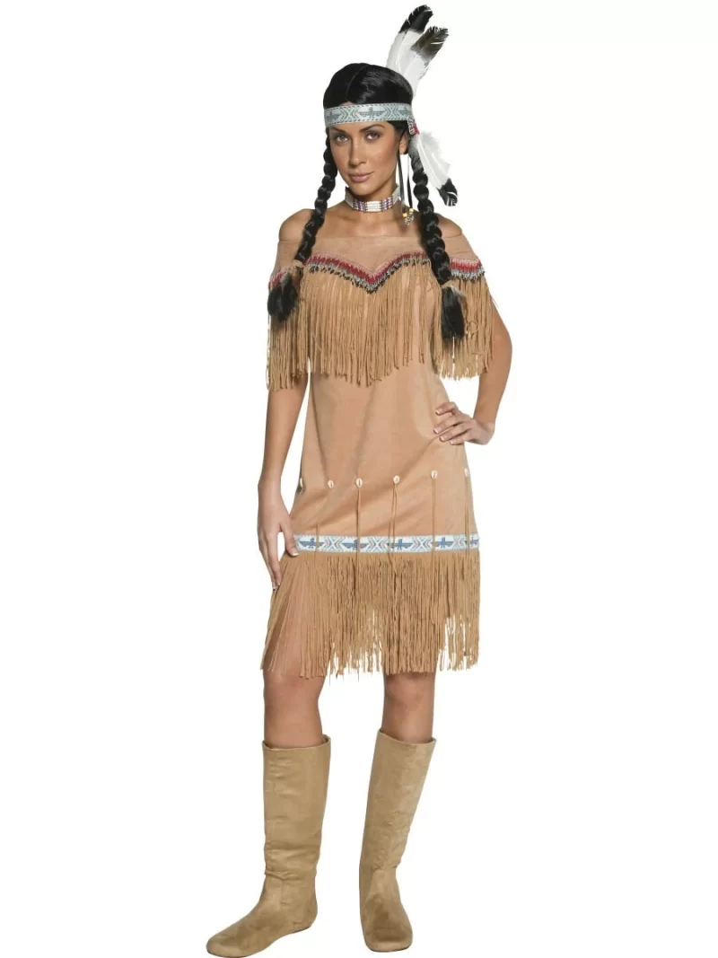 Authentic Western Indian Native Lady Ladies Fancy Dress Costume