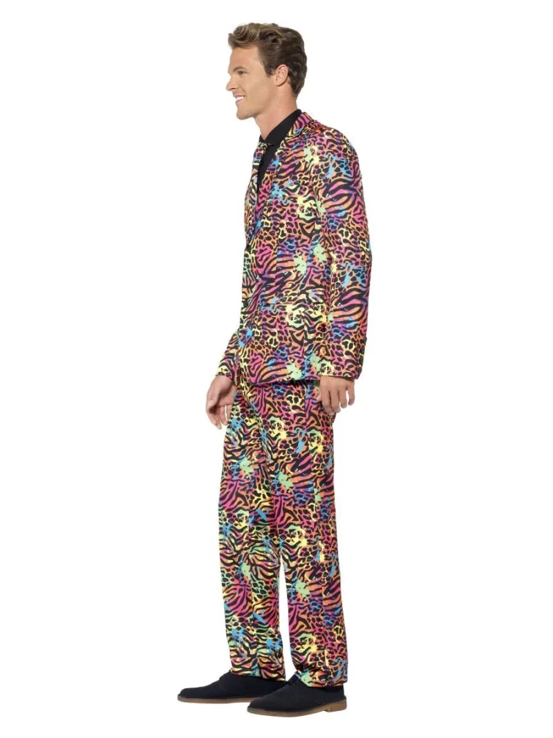Neon Animal Print Standout Suit Men's Fancy Dress Costume - Image 2