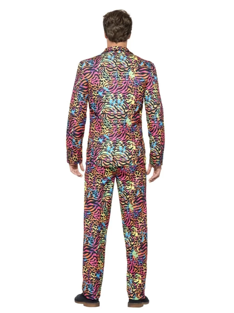 Neon Animal Print Standout Suit Men's Fancy Dress Costume - Image 3