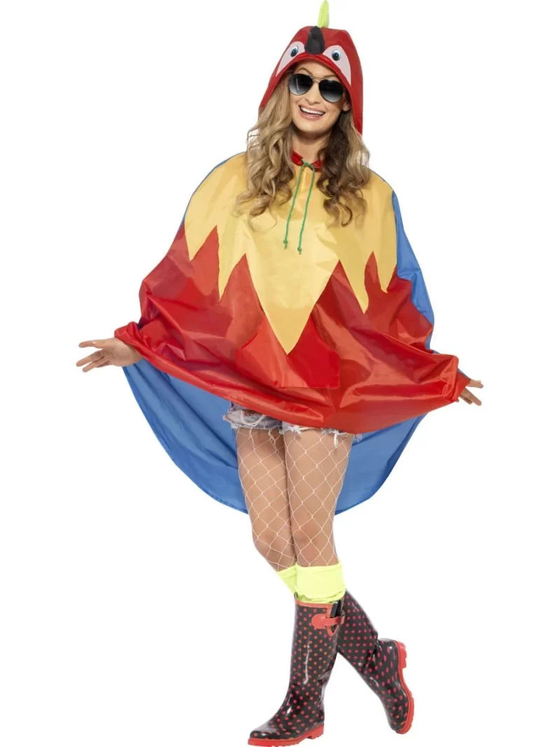 Parrot Festival Party Poncho Ladies Fancy Dress Costume